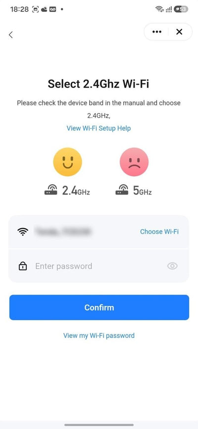 Choose 2.4 GHz Wi-Fi and enter the password