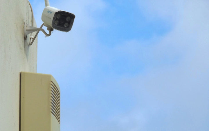 Security camera on the side of a building