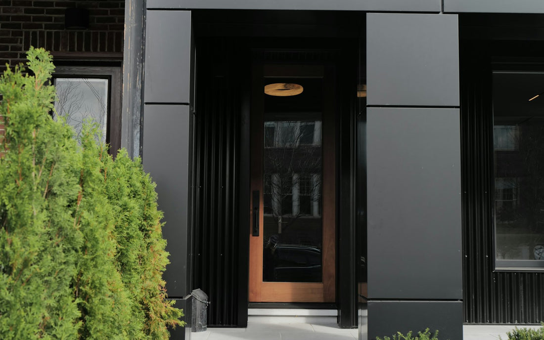 Modern black front entrance