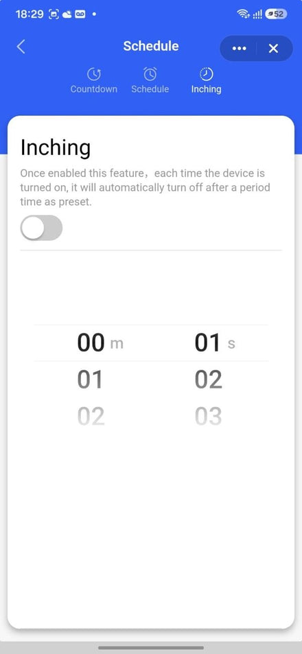 Inching switched off