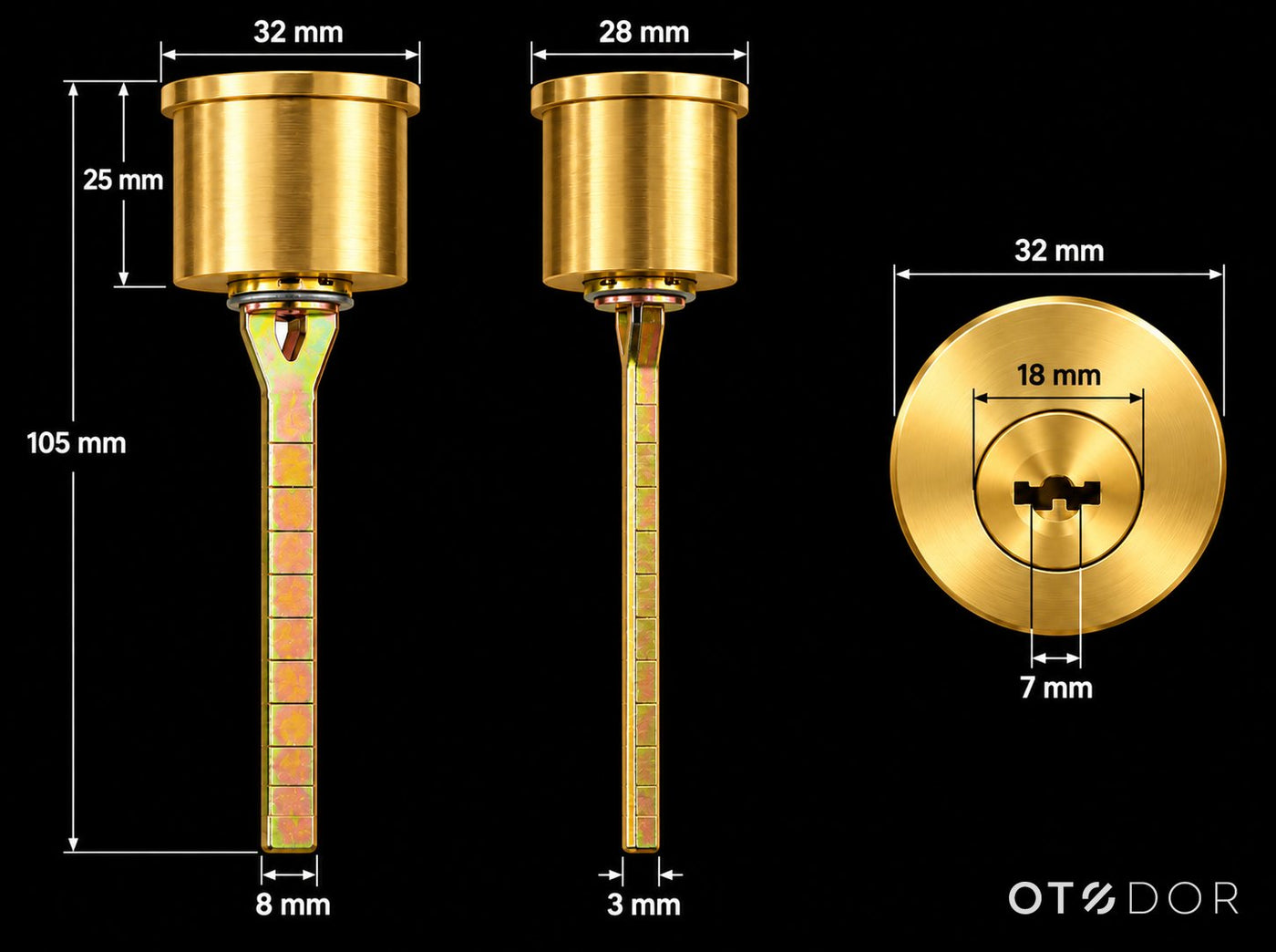 CENTRIO key cylinder dimensions